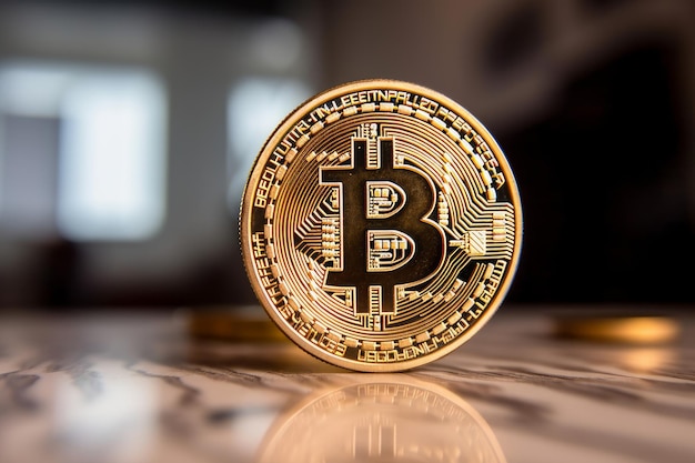 Close-up van een Bitcoin in een Bank