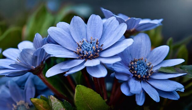 Close-up van een blauwe bloem op een wazige achtergrond Macro