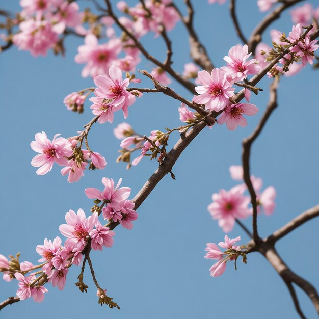 Foto close-up van een bloem op een boomtak gegenereerd door ai