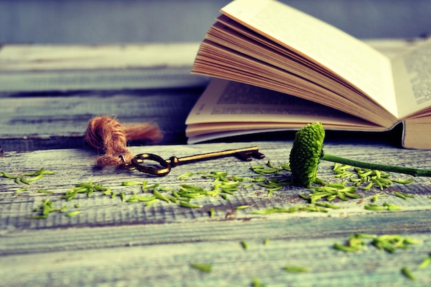 Foto close-up van een boek op tafel