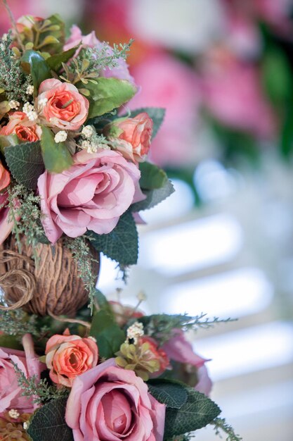 Foto close-up van een boeket roze rozen