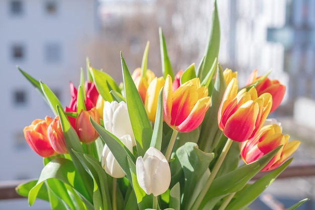 Close-up van een boeket tulpen