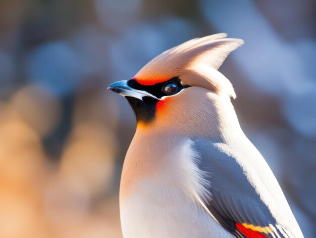 close-up van een Boheemse pestvogel