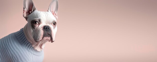 Close-up van een Bulldog met een pastelkleurige achtergrond Hondenmodefoto Generatieve AI