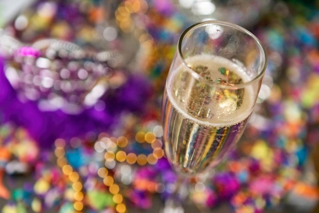 Foto close-up van een champagneglas