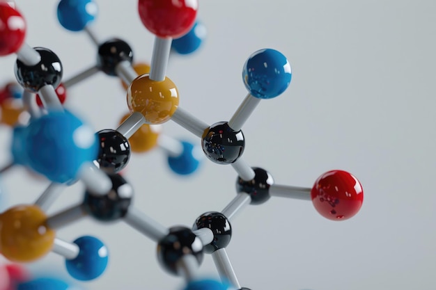 Close-up van een chemisch molecuulmodel geïsoleerd op een witte achtergrond