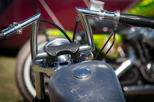 Close-up van een chopper motorfiets