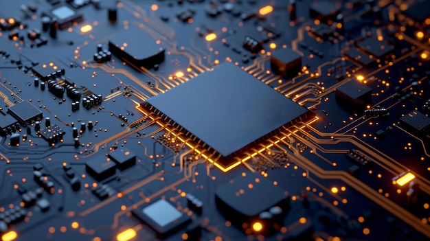 Close-up van een computer schakelbord met elektronische onderdelen