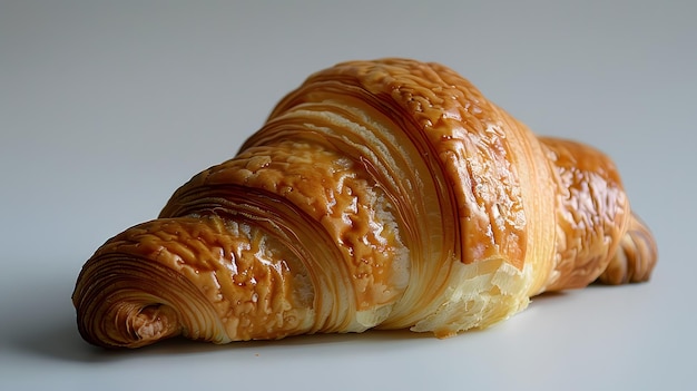 Close-up van een croissant een gebakken gebak op een wit oppervlak