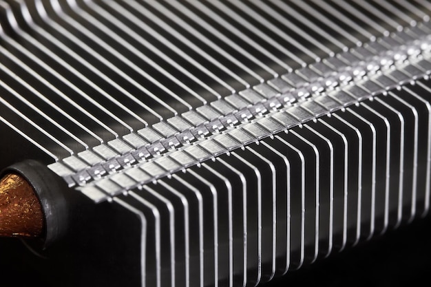 Close-up van een deel van Radiator voor het koelen van computerhardware-elementen