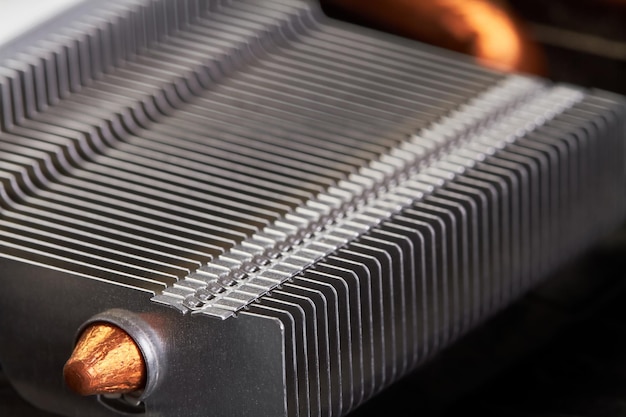 Close-up van een deel van Radiator voor het koelen van computerhardware-elementen