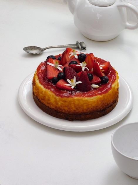 Close-up van een dessert op een bord op tafel