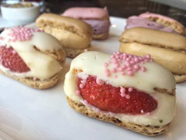 Foto close-up van een dessert op een bord