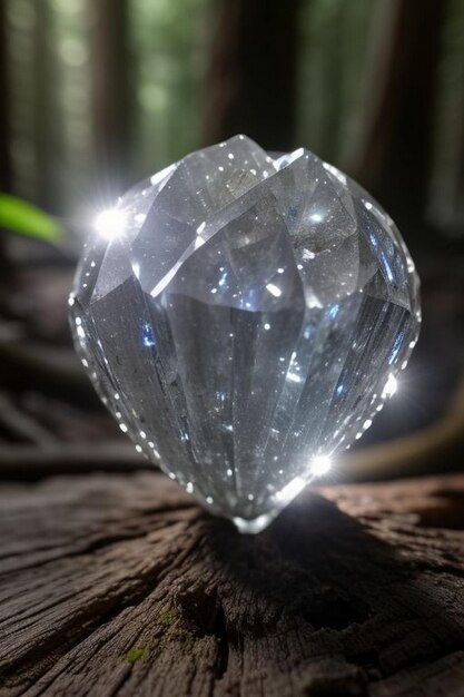 Close-up van een diamant op een verfrissend nat en modern oppervlak
