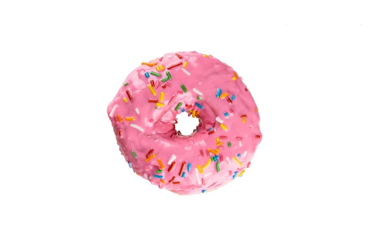 Foto close-up van een donut op een witte achtergrond