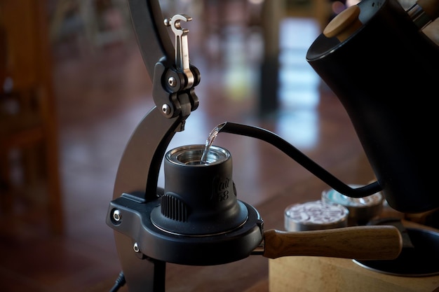 Close-up van een espresso-machine
