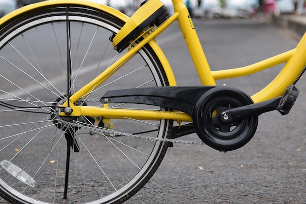 Foto close-up van een fietswiel