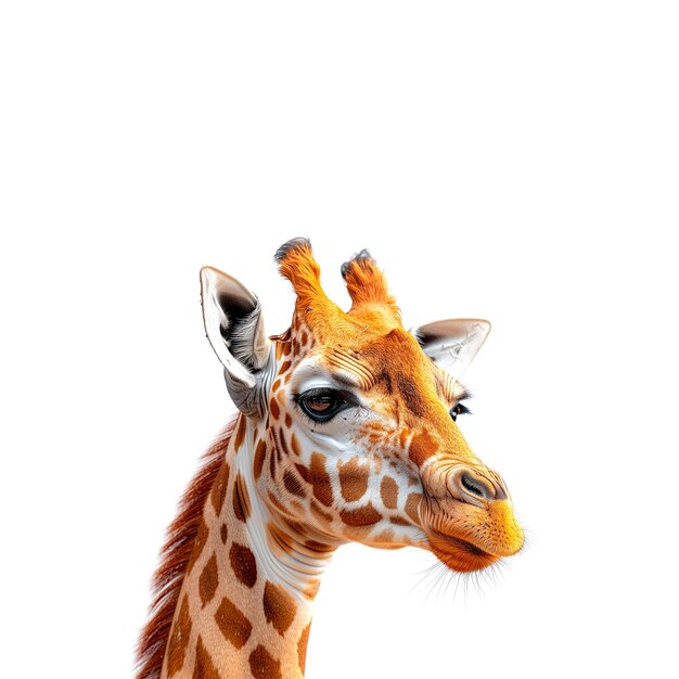 Foto close-up van een giraf tegen een witte achtergrond generatieve ai