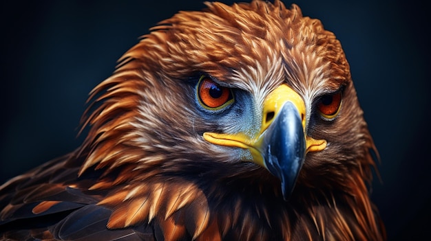 close-up van een gouden adelaar geïsoleerd op zwarte achtergrond