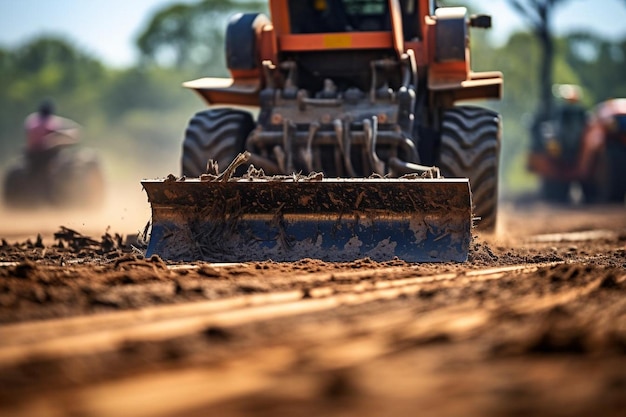 Close-up van een grader blade schrapen van de grond Beste grader beeldfotografie