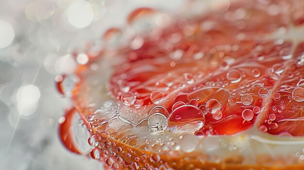 Foto close-up van een grapefruit vol waterdruppels