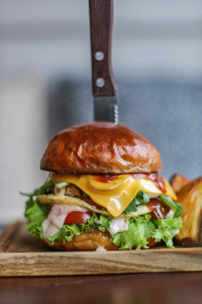 Foto close-up van een hamburger