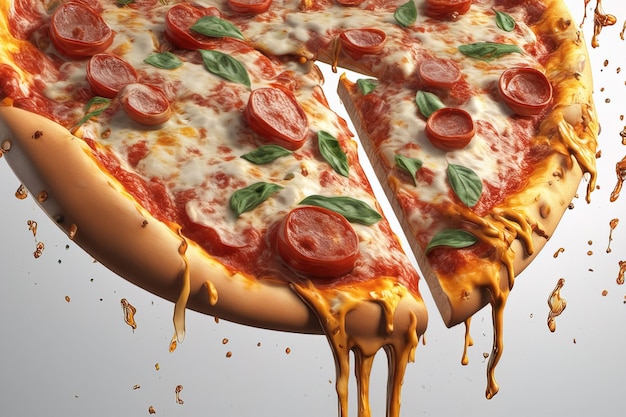 close up van een heerlijke Italiaanse pizza op een witte achtergrond