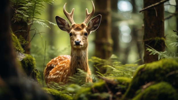 Close-up van een hert in het bos serene wildlife moment