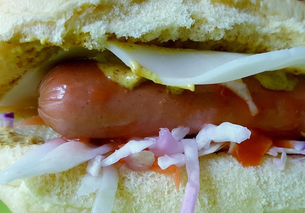 Foto close-up van een hotdog