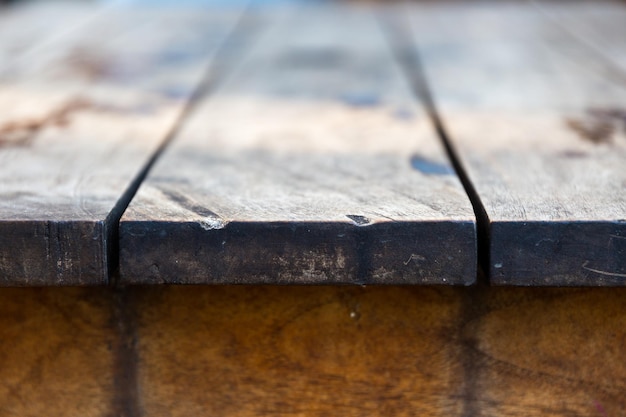 Foto close-up van een houten tafel