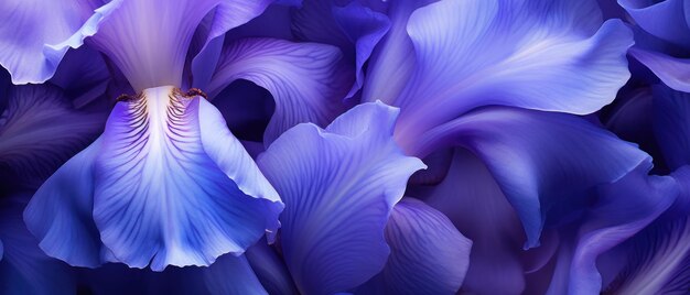Foto close-up van een irisbloesem met de gedetailleerde patronen en opvallende kleurvariaties ai generative