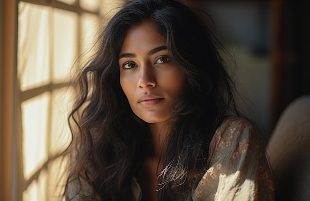 Foto close-up van een jonge indiase vrouw