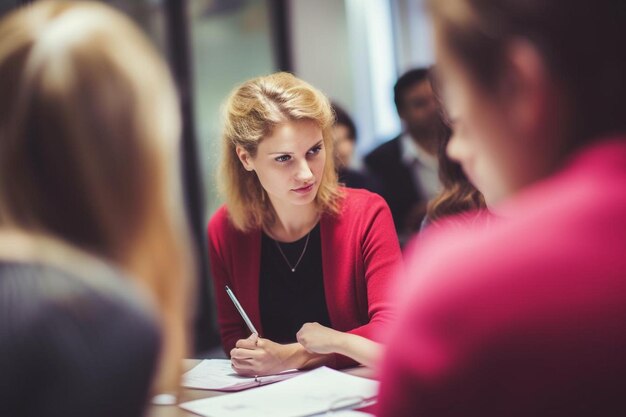 Foto close-up van een jonge vrouw die notities schrijft tijdens het blok 1_1jpg