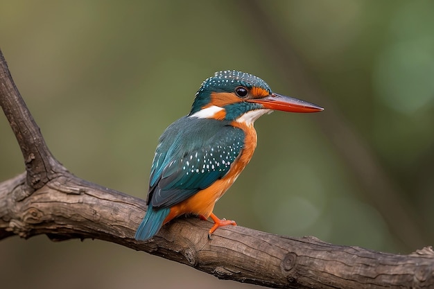 Close-up van een kleine schattige kleurrijke kingfisher die op een tak in de Afrikaanse bosjes aan de oever van de rivier de chobe zit