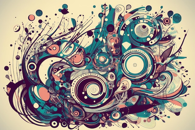 Close-up van een kleurrijk ontwerp op een witte achtergrond Zeer gedetailleerde compositie Generatieve AI