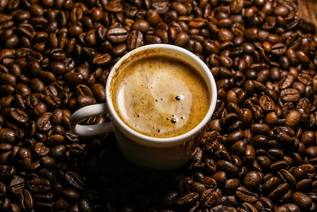 Close-up van een koffiekop