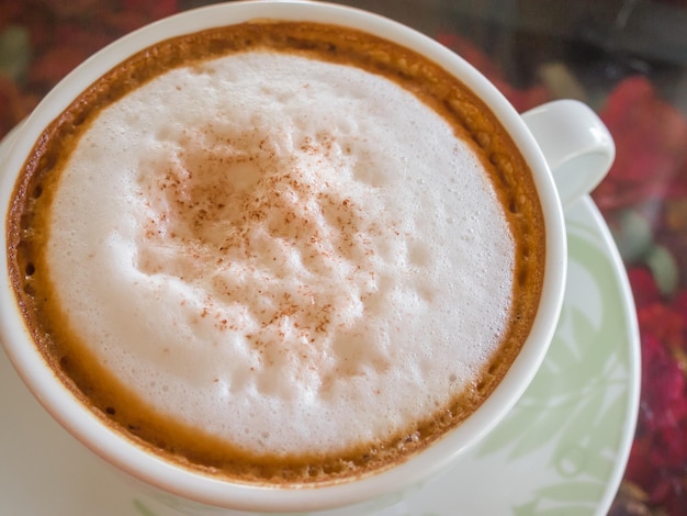 Foto close-up van een koffiekop