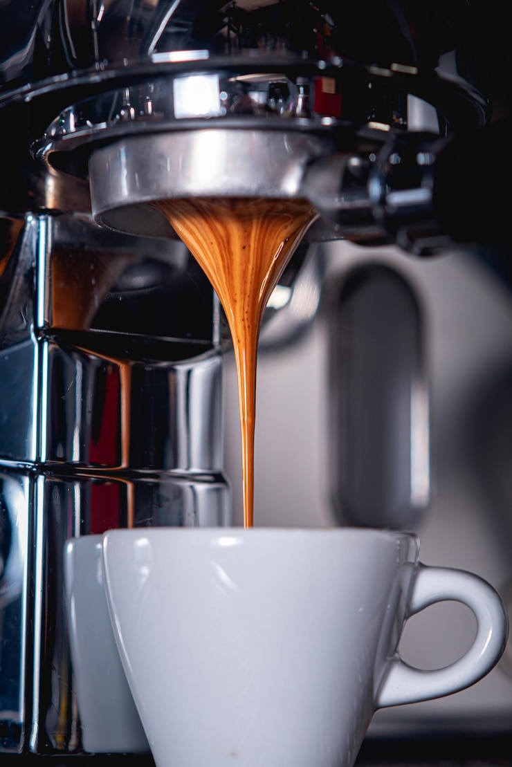 Foto close-up van een koffiemachine