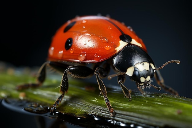 Close-up van een ladybug die op een mes kruipt.