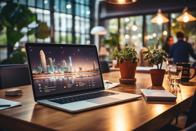 Close-up van een laptop die werkt met een noot, heldere verlichting, achtergrondverlichting op het toetsenbord