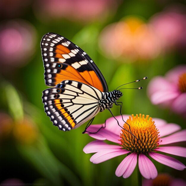 Foto close-up van een levendige vlinder in de natuur