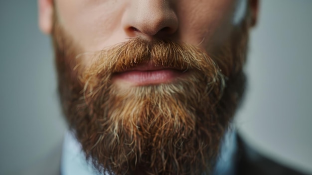 Close-up van een man met een verzorgde baard en snor