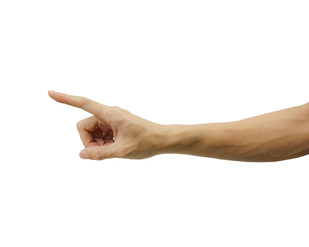 Close-up van een menselijke hand op een witte achtergrond