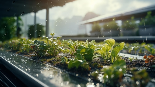 Foto close-up van een met planten gevulde vensterbank