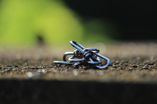 Foto close-up van een metalen ketting