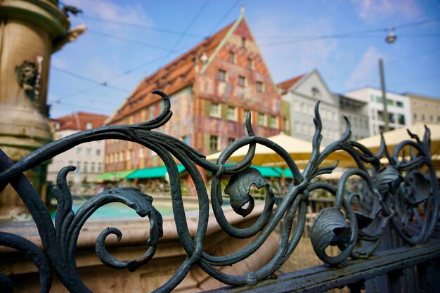 Foto close-up van een metalen poort