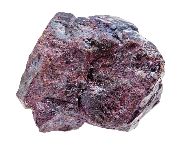 close-up van een monster van natuurlijk mineraal uit de geologische verzameling ruwe Cupriet-rots geïsoleerd op een witte achtergrond