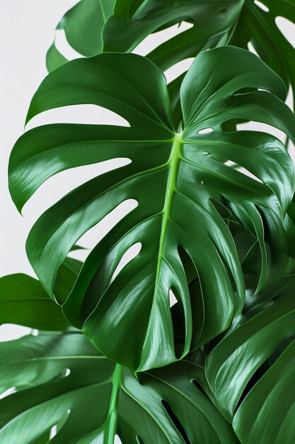 Foto close-up van een monstera in een witte kamer natuurlijke verlichting