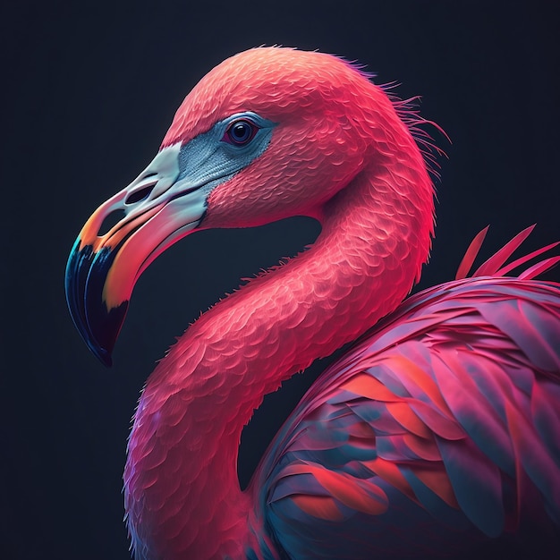 Close-up van een mooie flamingovogel Generatieve AI