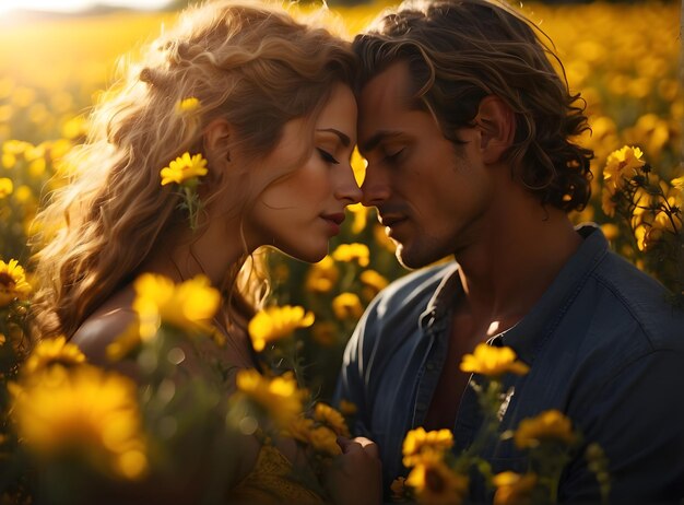 Close-up van een mooie jonge vrouw met gele bloemen